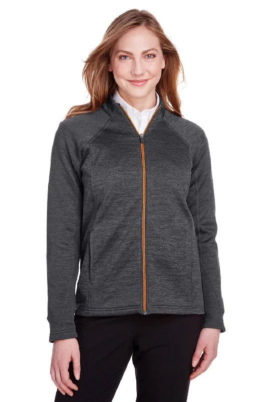 High-end Fashion North End Womens Flux 2.0 Fleece Water Resistant Full Zip Jacket - Heather Black/Orange Soda