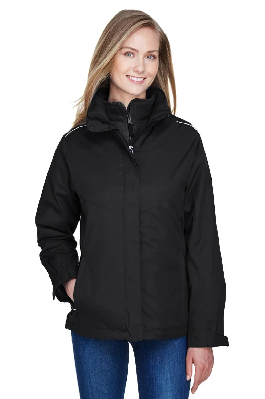 Personalized Wear Core 365 Womens Region 3-in-1 Water Resistant Full Zip Hooded Jacket - Black