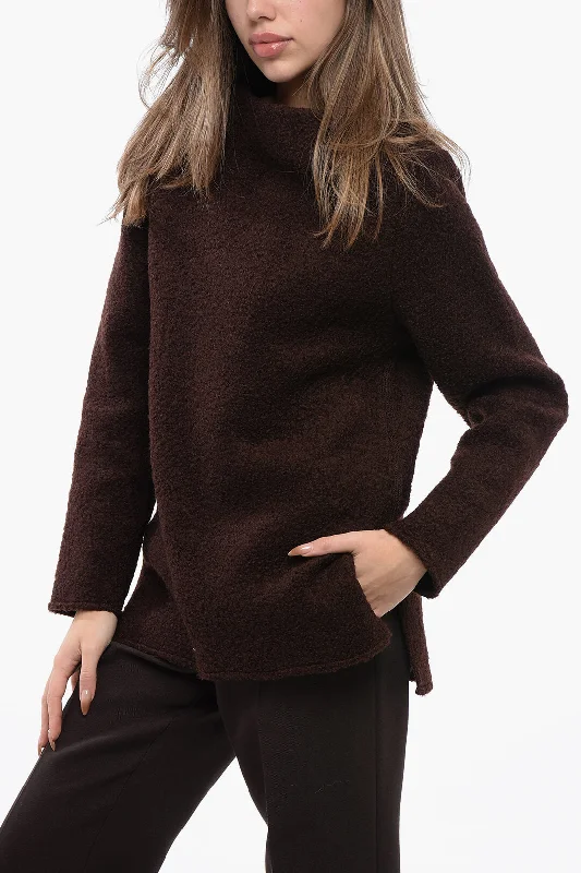 Comfortable Mind Jil Sander Bouclé Wool Sweater With Boat Neck