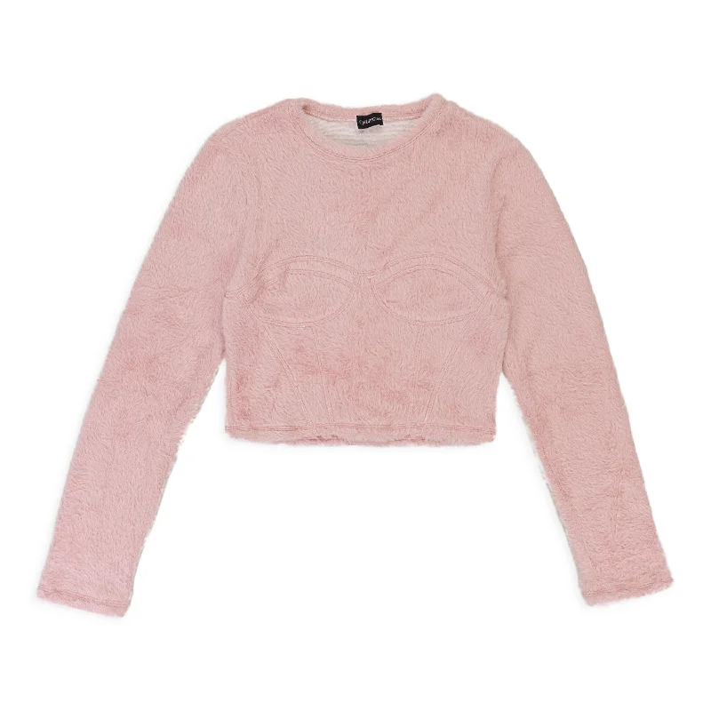 New Products CALLIPYGIAN TEXTURED BUSTIER PINK LONG SLEEVE T-SHIRT