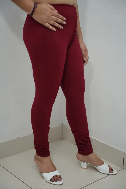 Fashion Touch Maroon Cotton Legging