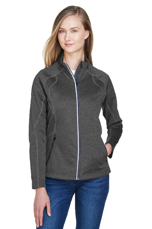 Celebrity Style North End Womens Gravity Performance Moisture Wicking Full Zip Fleece Jacket - Heather Carbon Grey