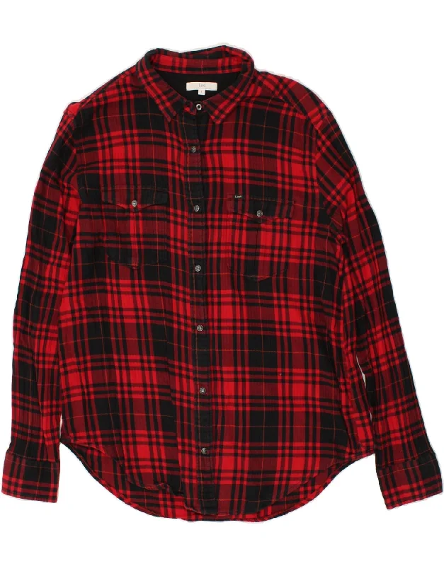 Personal Design LEE Womens Shirt UK 16 Large Red Check Cotton