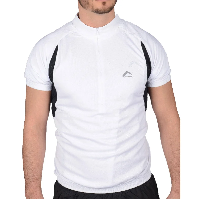 Fashionable Inner Wear More Mile Short Sleeve Half Zip Mens Cycling Jersey - White