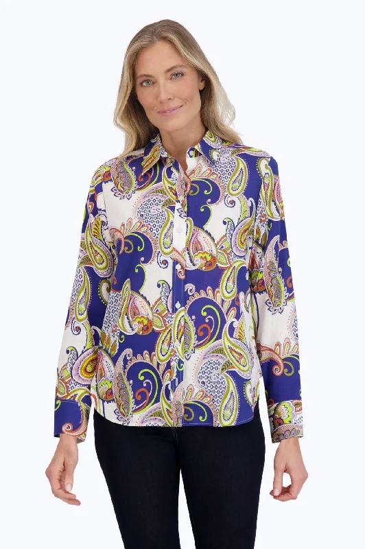 Youthful Style Meghan Easy Care Linen Paisley Shirt