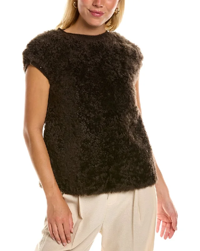 Fashion Expert Brunello Cucinelli Silk-Lined Shearling Top