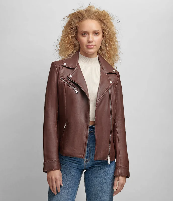 Romantic Temperament Leather Jacket With Metallic Details