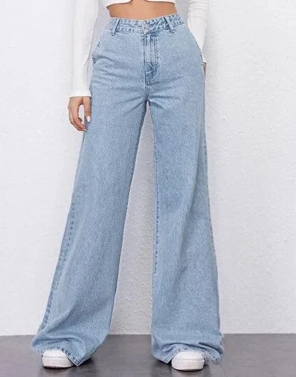 Fresh Wear Sky Blue Fall Wide Leg High Rise Jeans