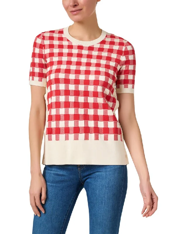 Perfect Tailoring Joseph Gingham Silk-Blend Sweater