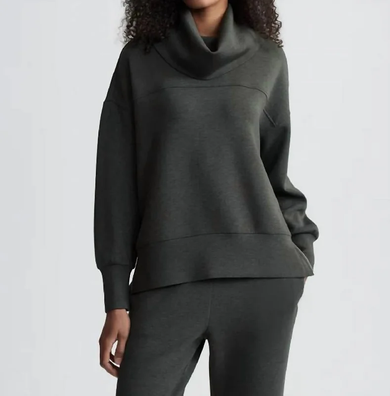 Comfortable Wear Priya Longline Sweater Top In Olive Marl