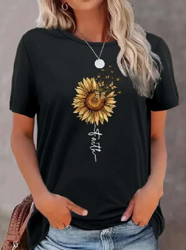 Modernism Sunflower Print /BE KIND Graphic Top