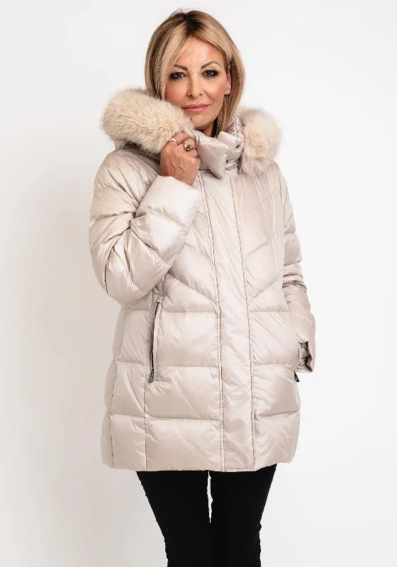 Fashion Expert Gerry Weber Down Fill Puffer Mid Length Coat, Beige