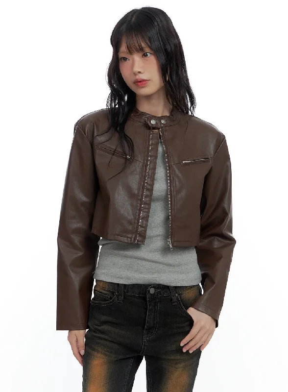 Body Design Sleek Zip-Up Leather Rider Jacket CS420