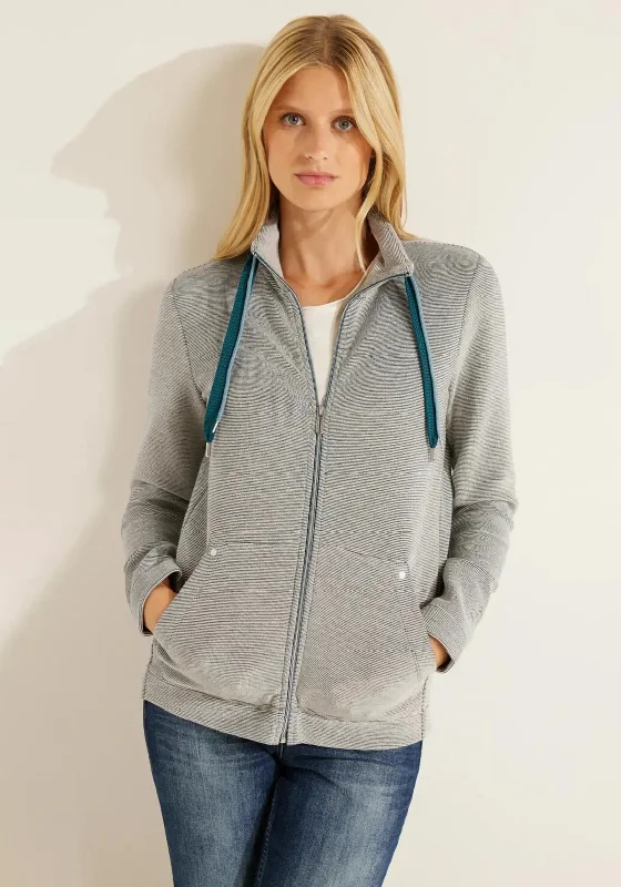 Elegant Series Cecil Full Zip Ribbed Knit Jacket, Grey