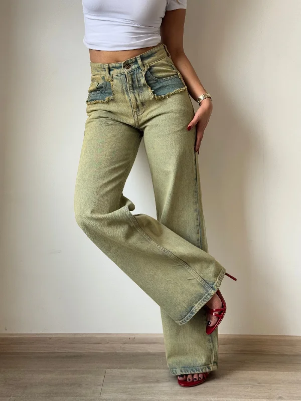 Minimal Style Shanghai Ash Blue Cloud Wide Leg Unisex Jeans