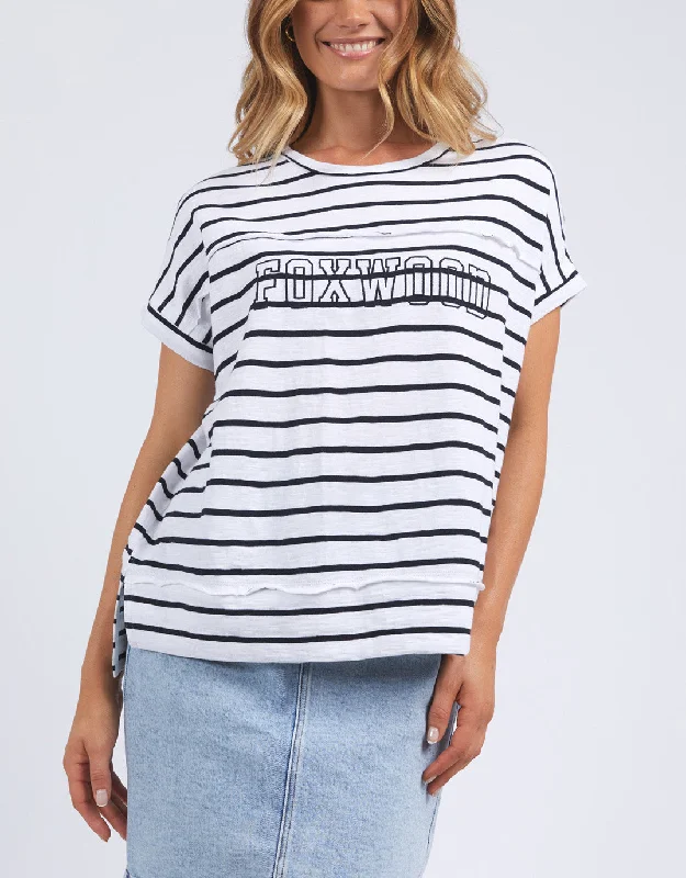 Personalized Series Throw On Short Sleeve Stripe Tee - White/Navy Stripe