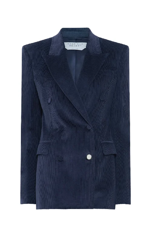 Elegant Series Gavin Blazer in Dark Navy Sea Island Cotton Corduroy