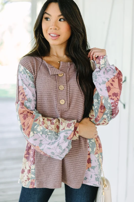 High-end Wear Let's Begin Mauve Pink Floral Sleeve Top