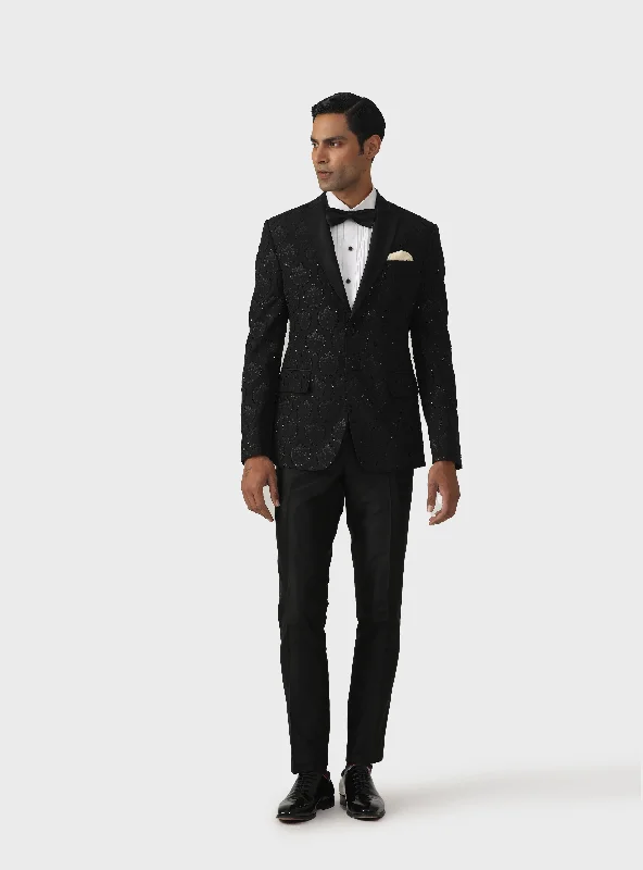 End Of The Year LUXE BLACK BLENDED TUXEDO JACKET