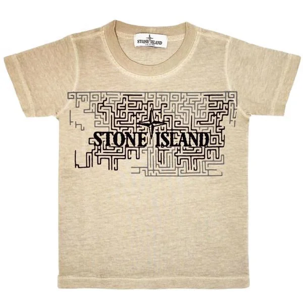 Bright Colors Stone Island Junior T-shirt Print Beige