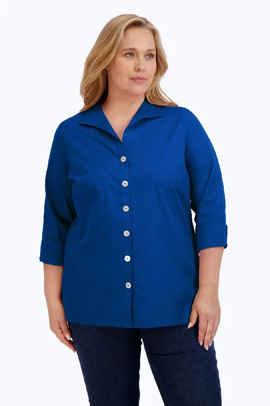 Economic Outlook Pandora Plus Pinpoint No Iron 3/4 Sleeve Tunic, Royal Blue