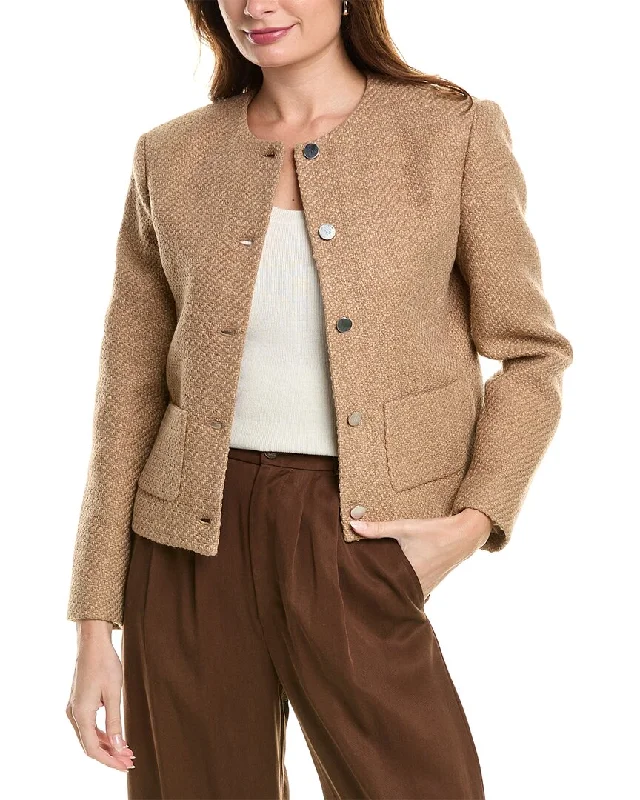 Tropical Style Theory Pocket Crop Wool-Blend Jacket