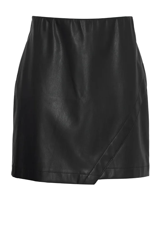 Personal Design B.Young Daja Faux Leather Mini Wrap Skirt, Black