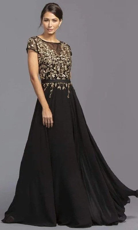 High Street Series Trevi Collection - M2071 Modest Embroidered Chiffon Dress