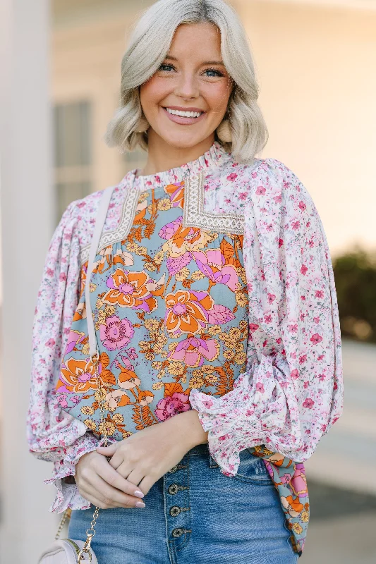 Fashion And Simplicity Let's Be Clear Dusty Sage Floral Blouse