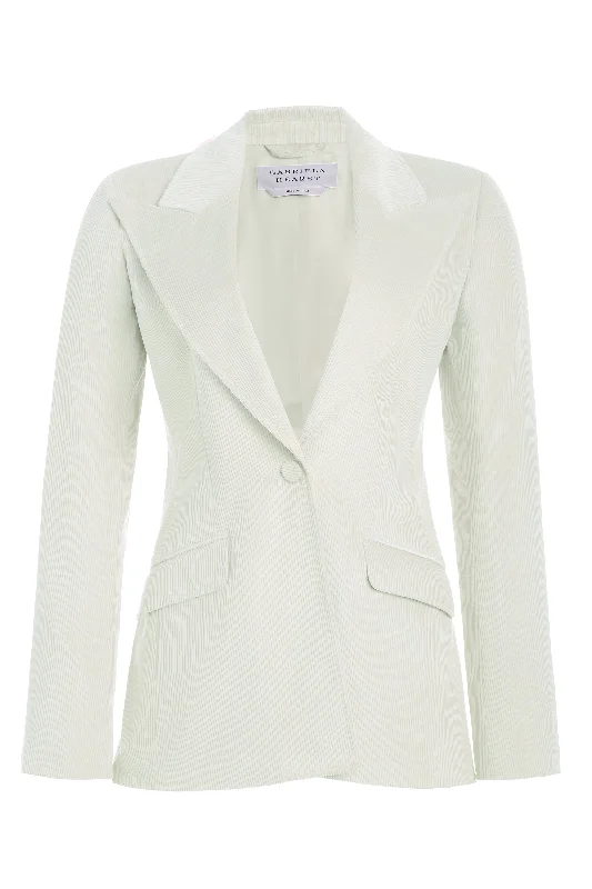 Quality Tailoring Leiva Blazer in Ivory Sea Island Cotton Corduroy