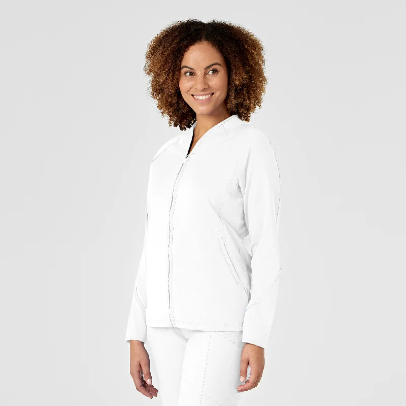 Classic Style Women's Fleece Full Zip Jacket - White