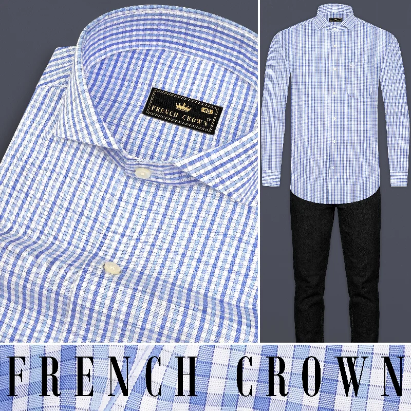 Elegant Series Portage Blue Checkered Premium Cotton Shirt