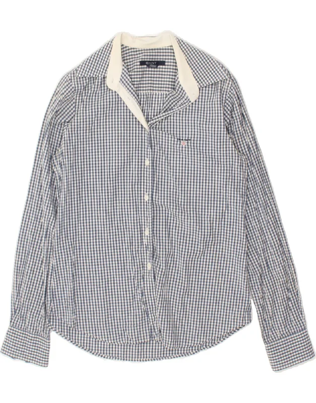 Exquisite Tailoring GANT Womens Shirt UK12 Medium  Blue Gingham Cotton