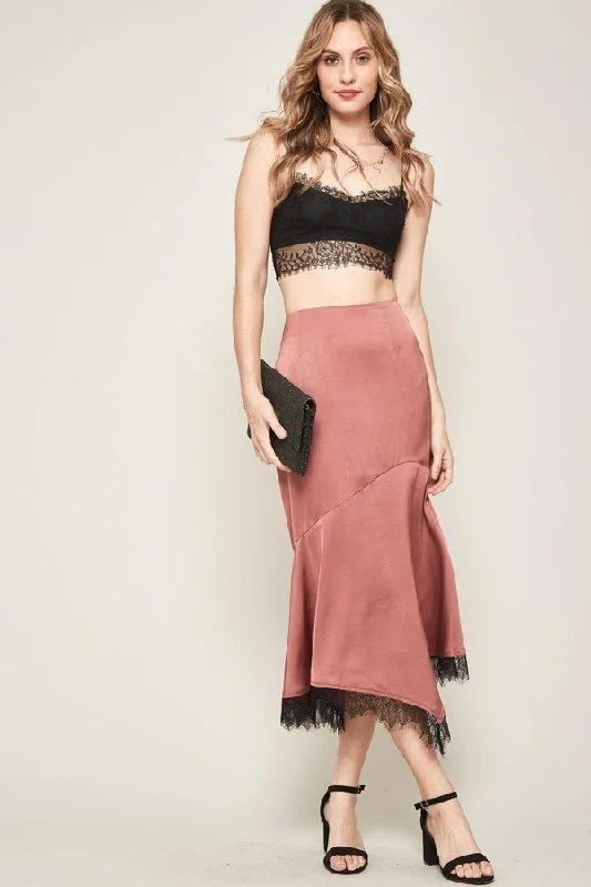 High-end Design A Solid Woven Midi Skirt