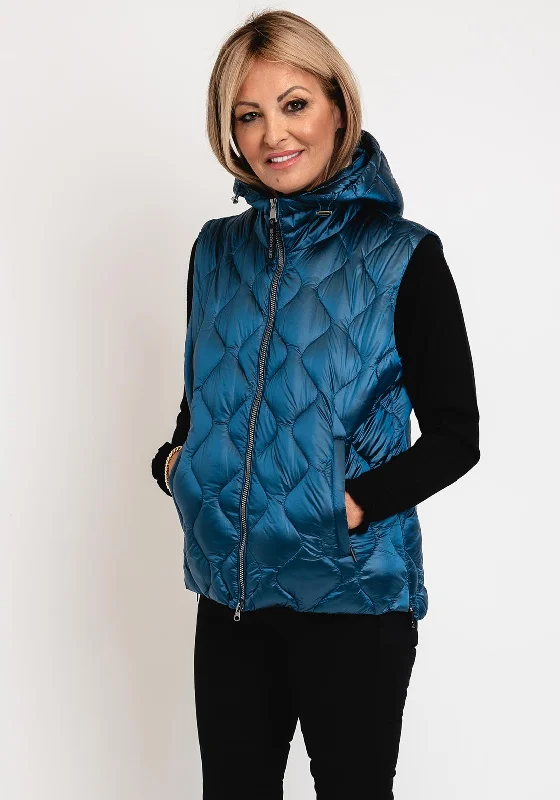 Classic Style Green Goose Quilted Short Gilet, Blue