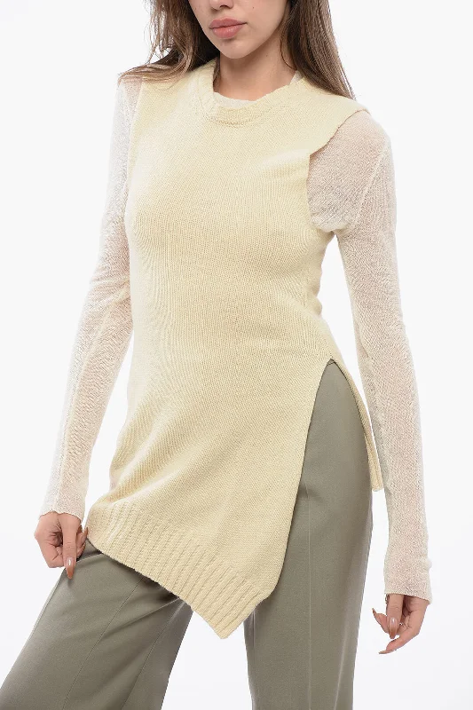 European Plan Jil Sander Wool Long Sweater With Asymmetric Hem