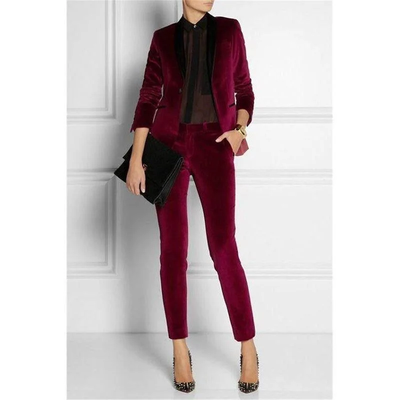 Fashionable And Fashionable Burgundy Business Ladies Pantsuit