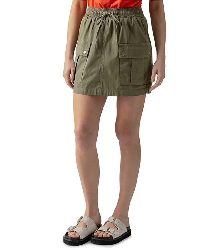 Tropical Style Cargo Pull On Skirt In Burnt Olive