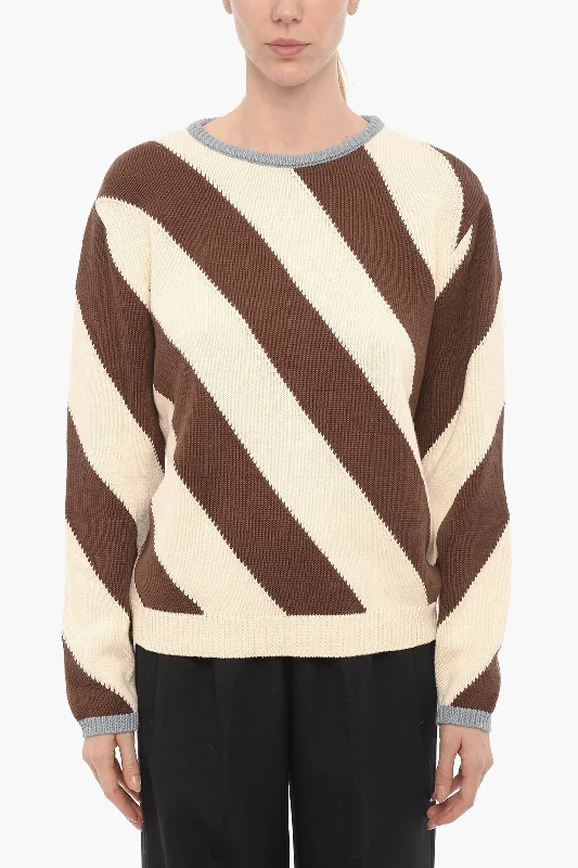 Breathable Design La Double J Lightweight Cotton Two-Tone VENEZIANA Crew-neck Sweater