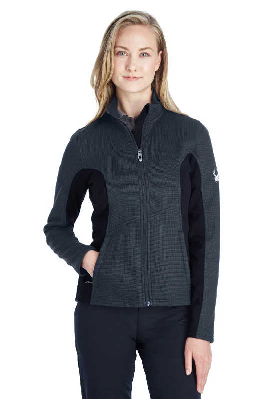 End Of The Year Spyder Womens Constant Full Zip Sweater Fleece Jacket - Frontier Blue/Black