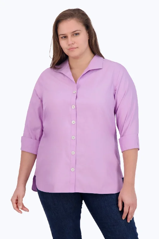 Versatile Itinerary Pandora Plus Pinpoint No Iron 3/4 Sleeve Tunic, Soft Violet