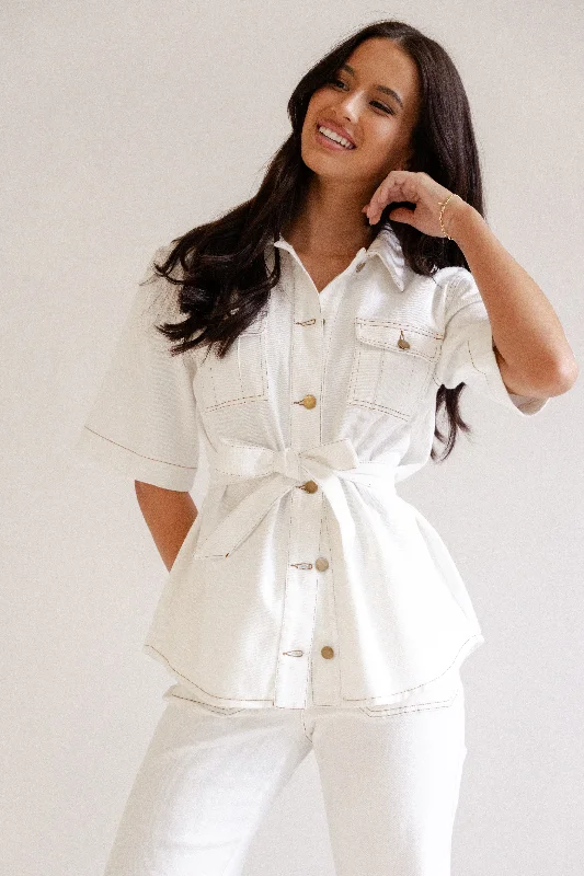 Casual Elegance Lepal Denim Shirt - White