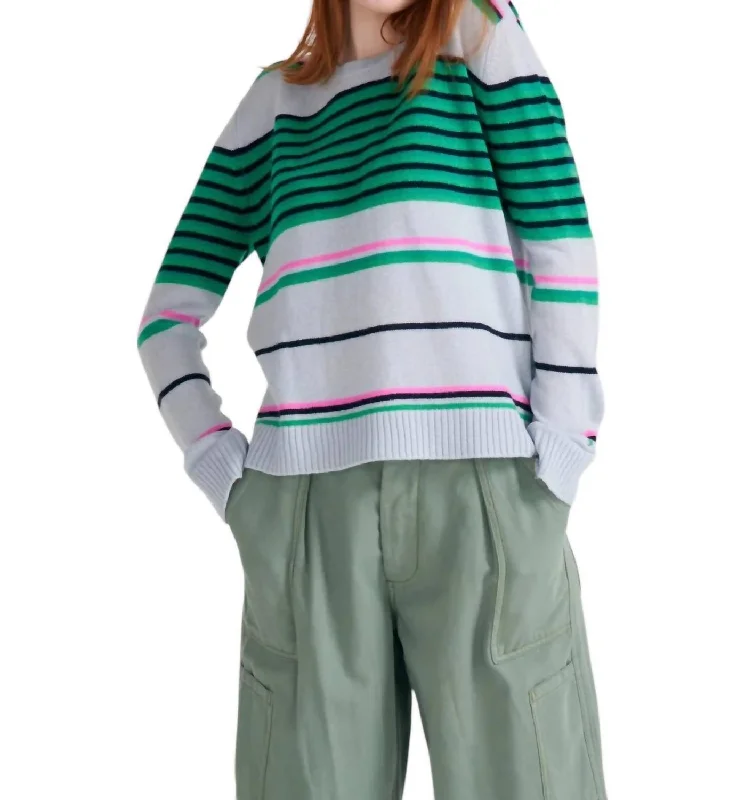 Personal Design Stripe Sweater In Green