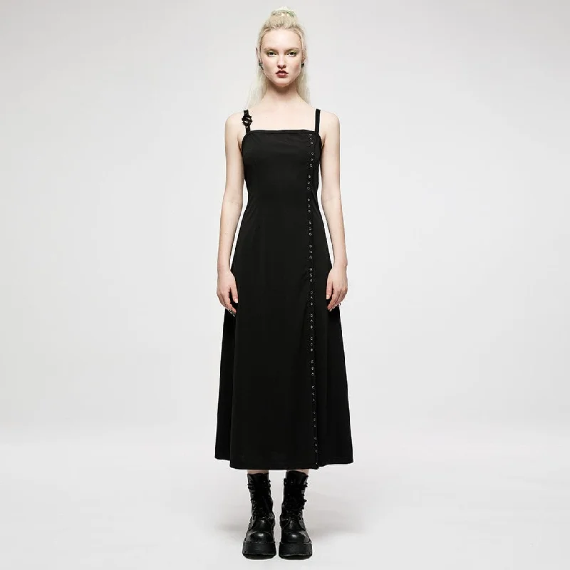 Cool Style Women's Punk Side Slit Maxi Slip Dress