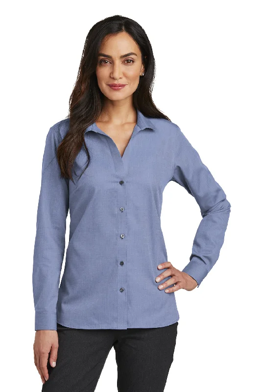 Fashionable Prints Red House Womens Nailhead Wrinkle Resistant Long Sleeve Button Down Shirt - Navy Blue - Closeout