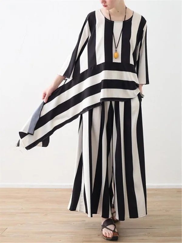 Personalized Outfit Casual Fashion Striped Irregular Suits