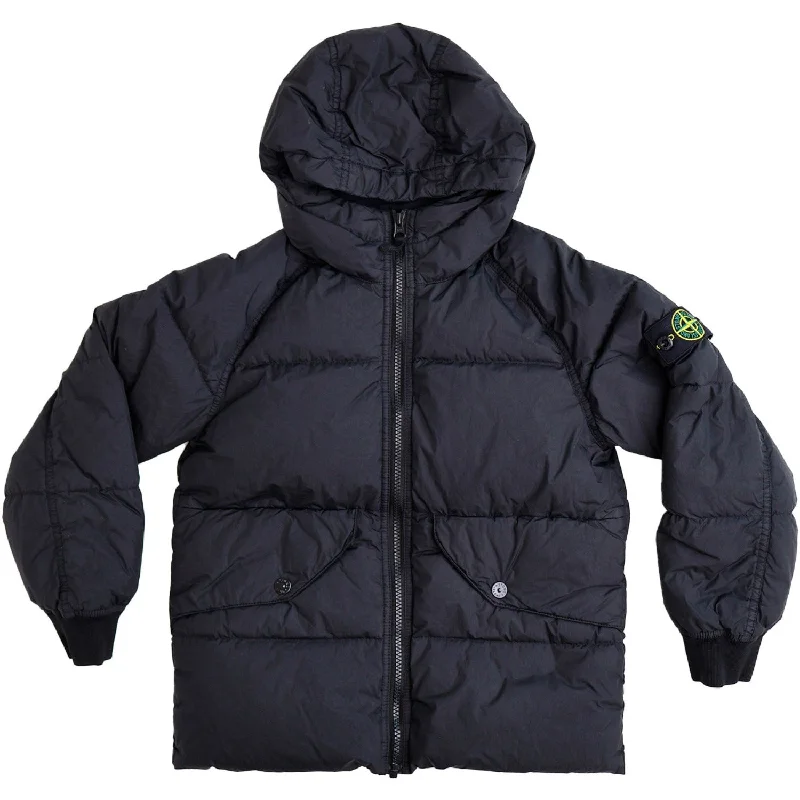 Comfortable Mind Stone Island Black Real Down Jacket