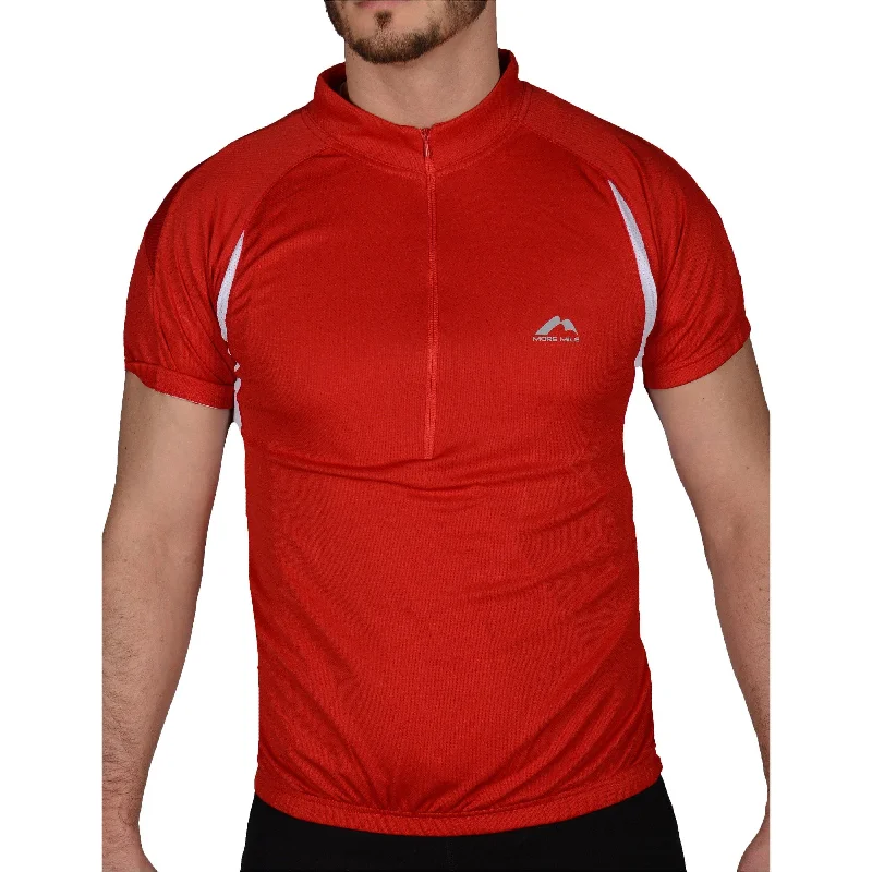 Effortless Style More Mile Short Sleeve Half Zip Mens Cycling Jersey - Red