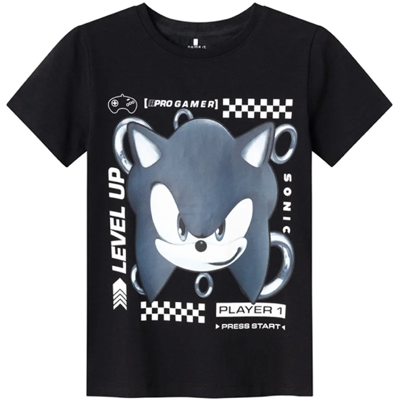 Floral Prints Name it Black Nodin Sonic T-Shirt