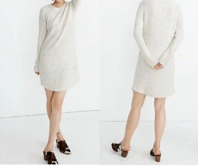 Casual Choice Curved Hem Wool Blend Sweater Dress In Beige